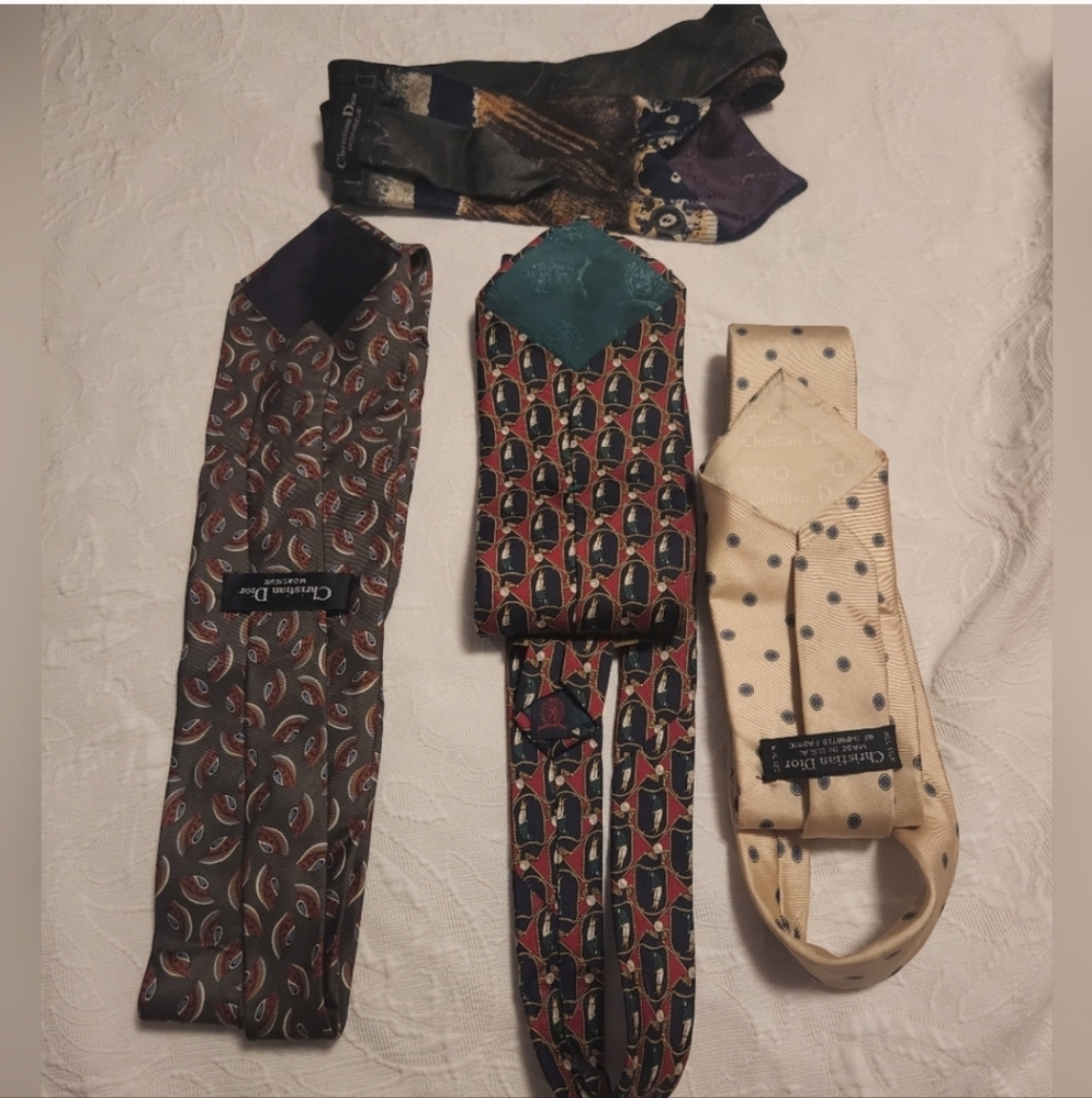 4 Mens Silk Ties DIOR TOMMY HILFIGER - Picture 4 of 10